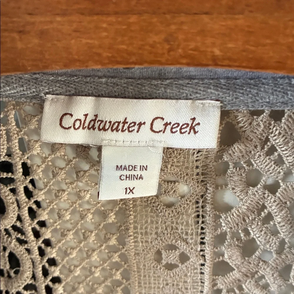 Coldwater Creek sz 1X Draped Open Front Cardigan euc lace boho casual - Picture 3 of 5